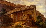 A Farm House On The Side Of A Mountain by Alexandre Calame